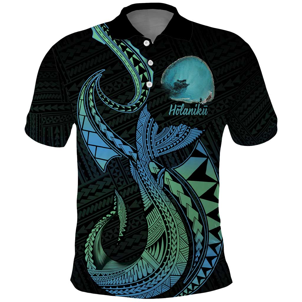 Personalised Hawaii Kure Atoll Polo Shirt Holaniku Coral Reef with Polynesian Tribal LT9 Blue - Polynesian Pride