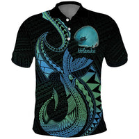 Personalised Hawaii Kure Atoll Polo Shirt Holaniku Coral Reef with Polynesian Tribal LT9 Blue - Polynesian Pride