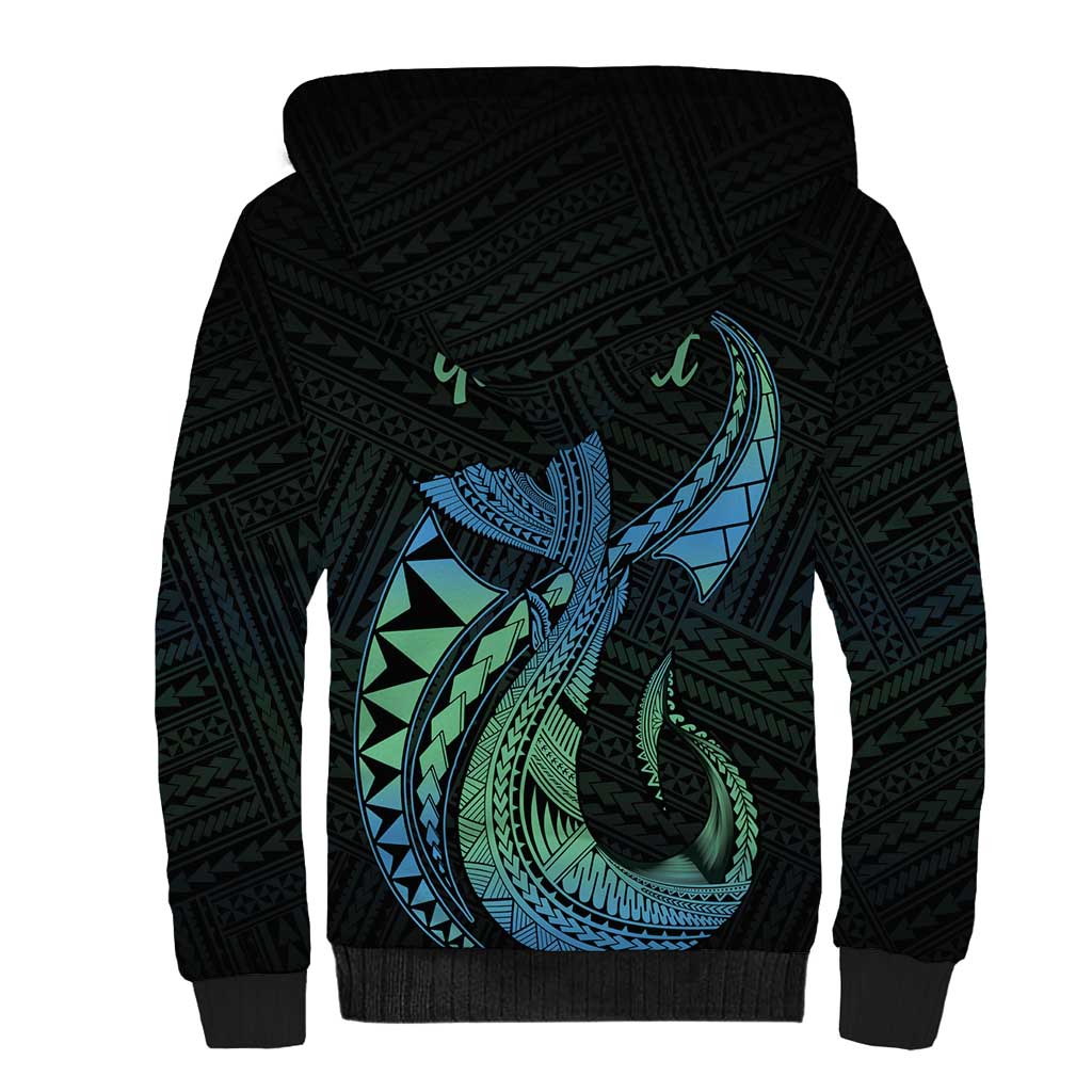 Personalised Hawaii Kure Atoll Sherpa Hoodie Holaniku Coral Reef with Polynesian Tribal LT9 - Polynesian Pride