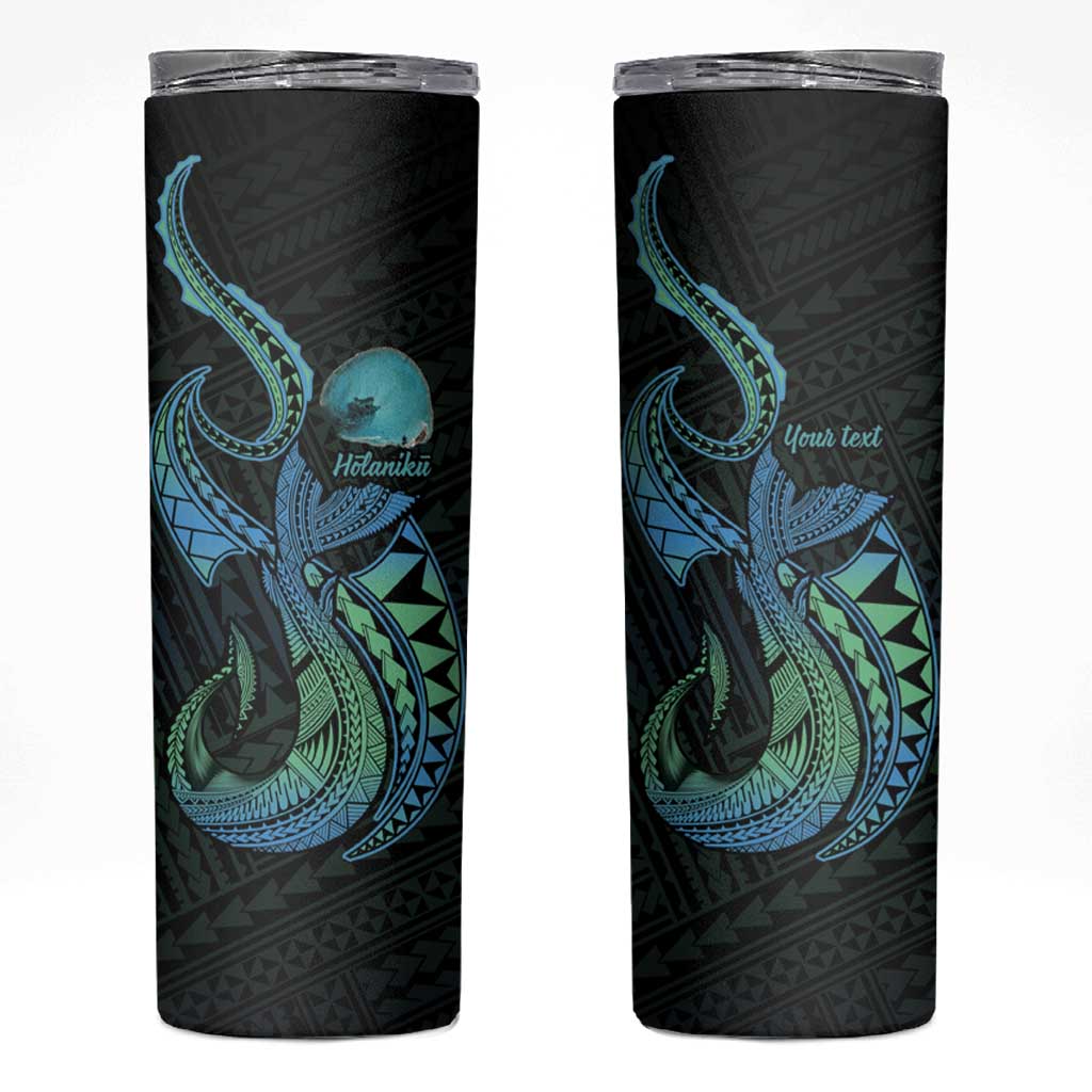 Personalised Hawaii Kure Atoll Skinny Tumbler Holaniku Coral Reef with Polynesian Tribal LT9 Blue - Polynesian Pride