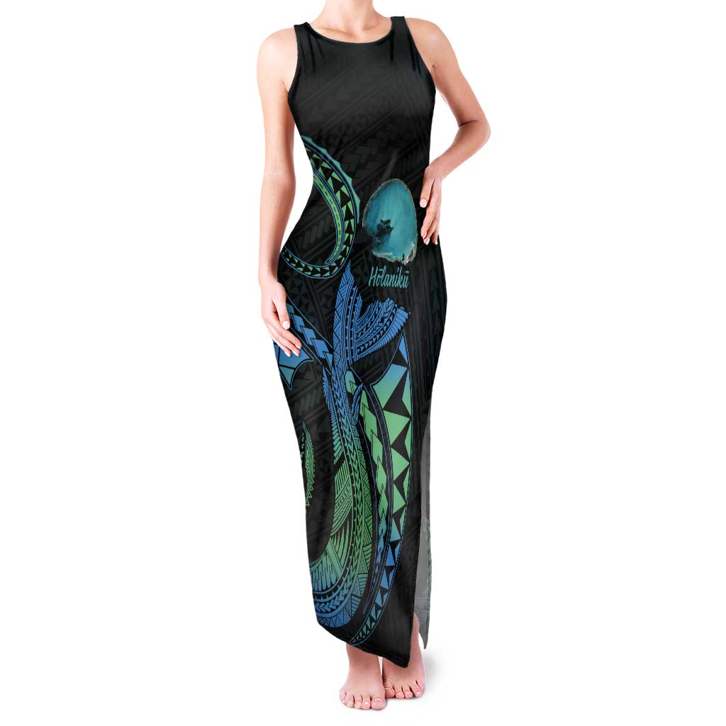 Personalised Hawaii Kure Atoll Tank Maxi Dress Holaniku Coral Reef with Polynesian Tribal