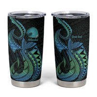 Personalised Hawaii Kure Atoll Tumbler Cup Holaniku Coral Reef with Polynesian Tribal LT9 Blue - Polynesian Pride
