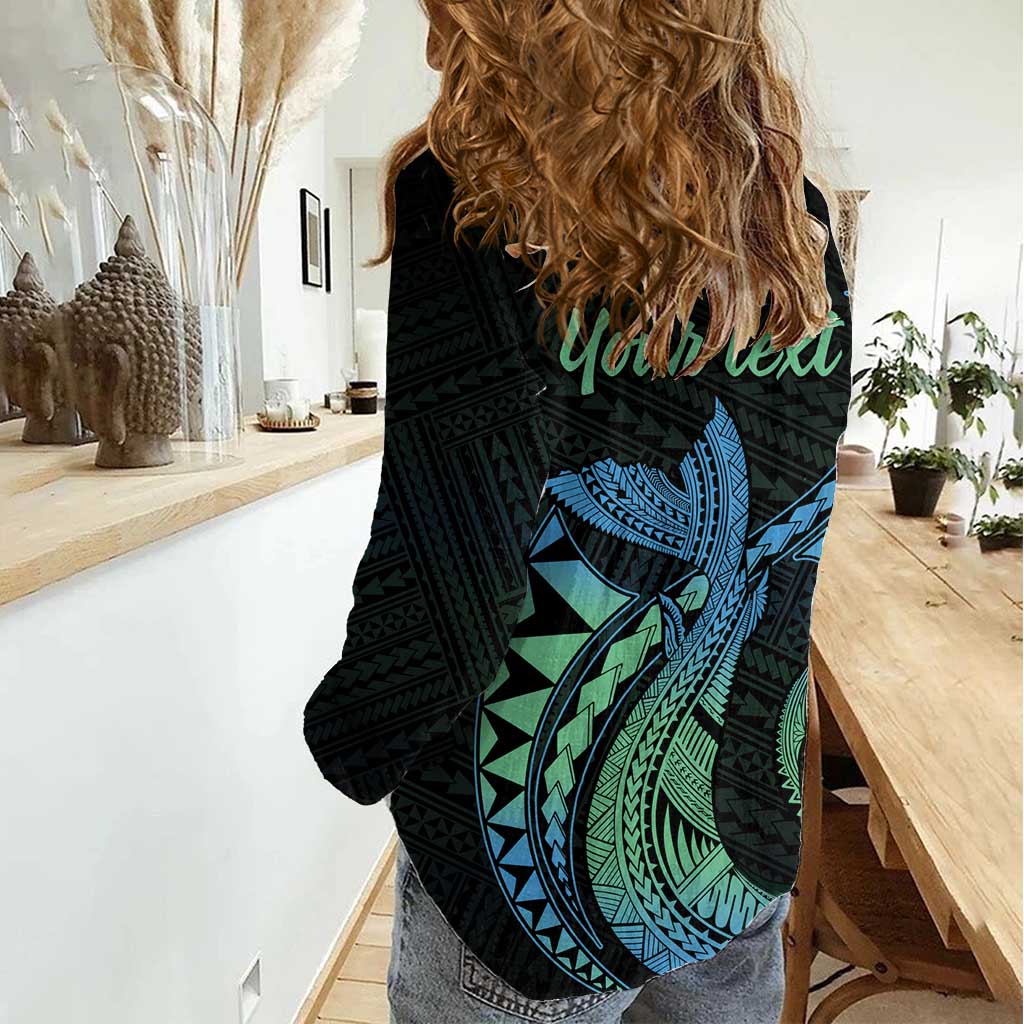 Personalised Hawaii Kure Atoll Women Casual Shirt Holaniku Coral Reef with Polynesian Tribal LT9 - Polynesian Pride