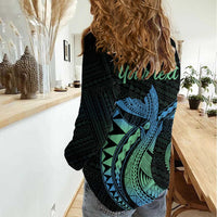 Personalised Hawaii Kure Atoll Women Casual Shirt Holaniku Coral Reef with Polynesian Tribal LT9 - Polynesian Pride