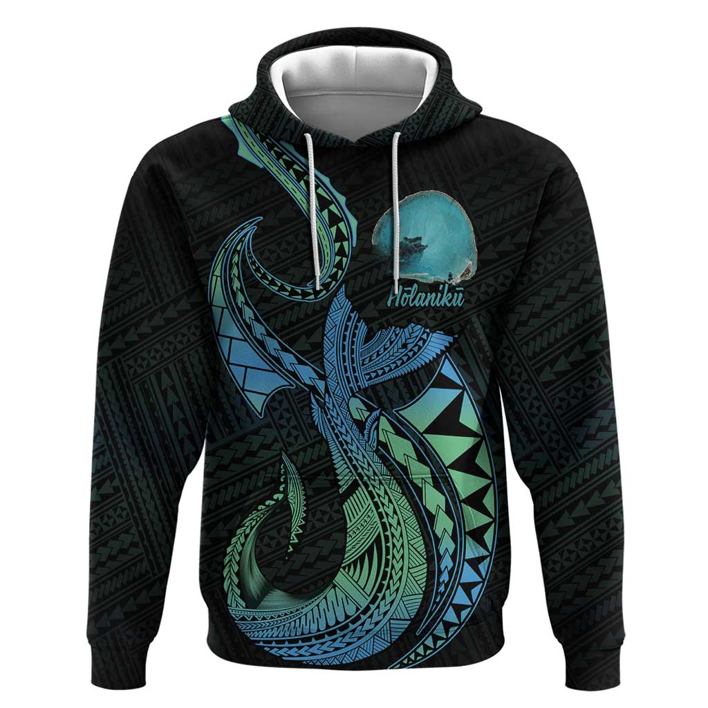 Personalised Hawaii Kure Atoll Zip Hoodie Holaniku Coral Reef with Polynesian Tribal LT9 Pullover Hoodie Blue - Polynesian Pride
