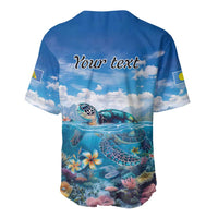Personalised Palau Kayangel Atoll Baseball Jersey Turtle With Coral Reef Under Water LT9 - Polynesian Pride