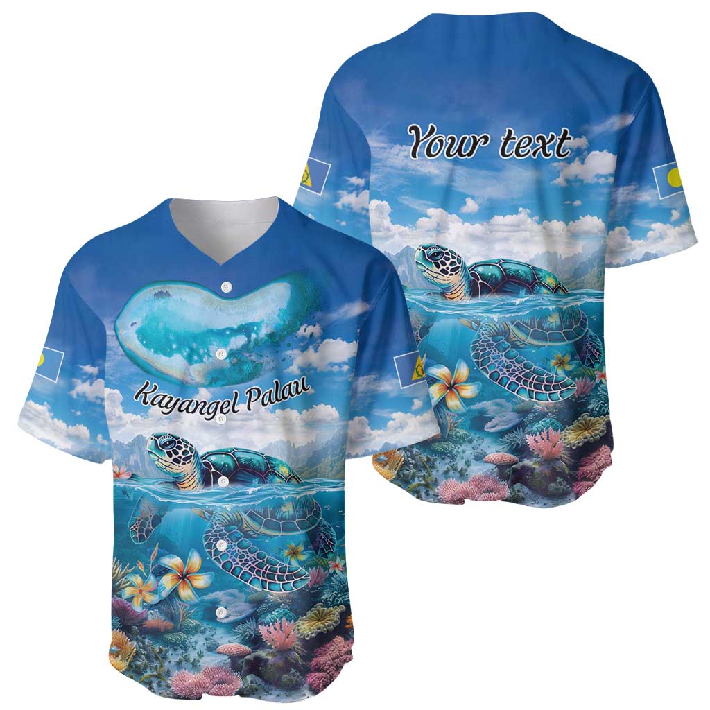 Personalised Palau Kayangel Atoll Baseball Jersey Turtle With Coral Reef Under Water LT9 - Polynesian Pride