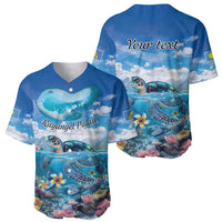 Personalised Palau Kayangel Atoll Baseball Jersey Turtle With Coral Reef Under Water LT9 - Polynesian Pride