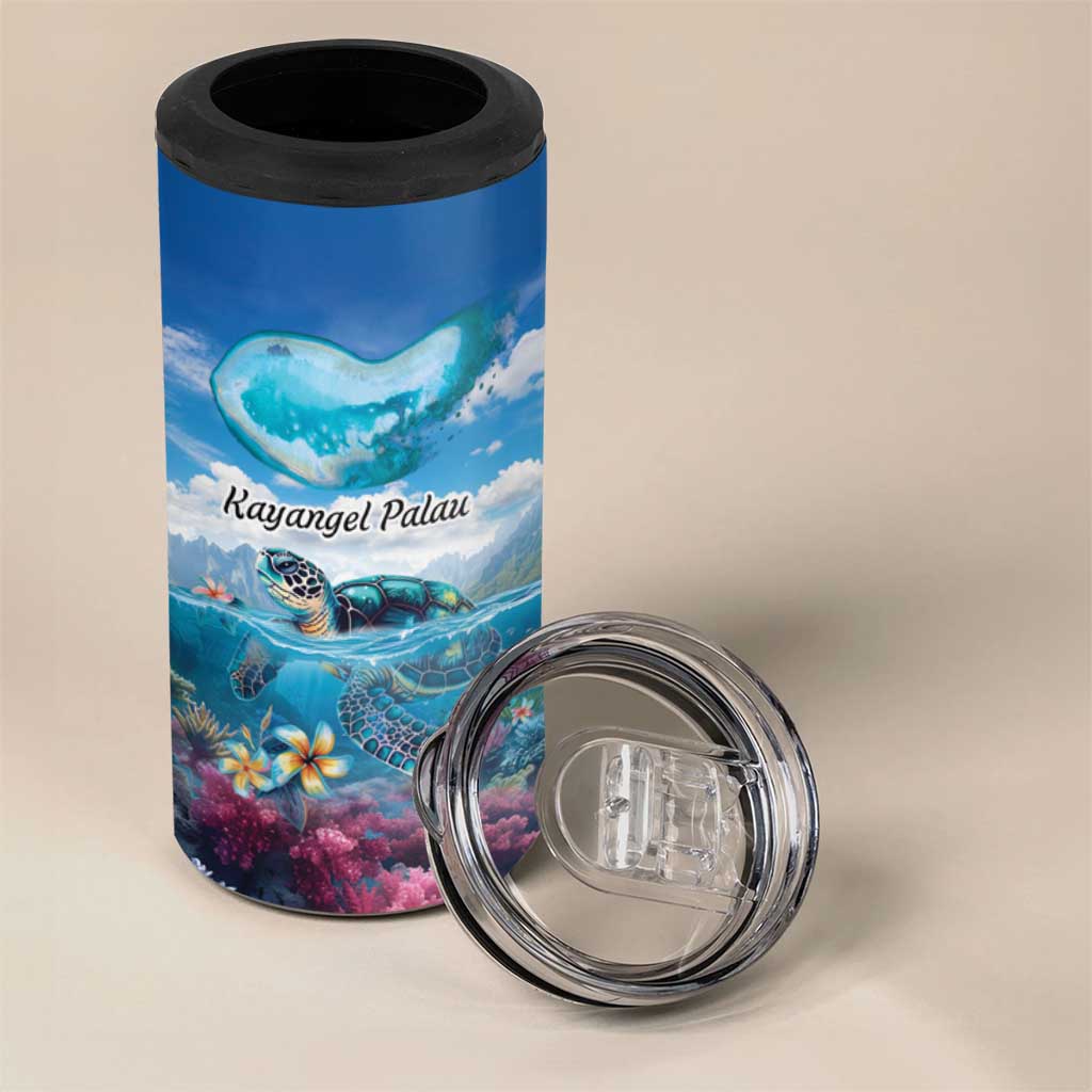 Personalised Palau Kayangel Atoll 4 in 1 Can Cooler Tumbler Turtle With Coral Reef Under Water LT9 - Polynesian Pride