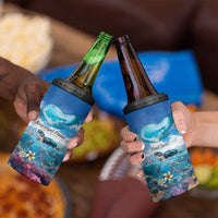 Personalised Palau Kayangel Atoll 4 in 1 Can Cooler Tumbler Turtle With Coral Reef Under Water LT9 - Polynesian Pride