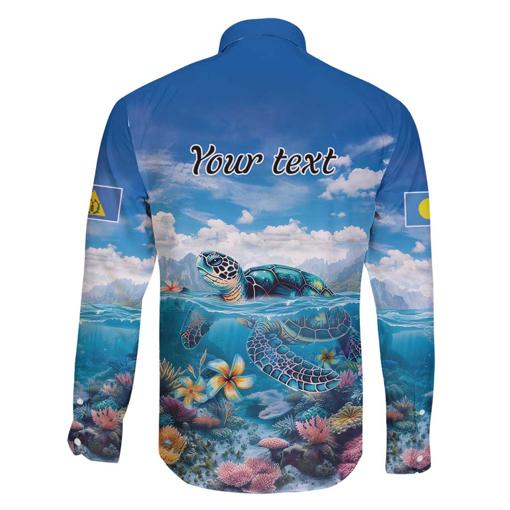 Personalised Palau Kayangel Atoll Family Matching Off Shoulder Maxi Dress and Hawaiian Shirt Turtle With Coral Reef Under Water LT9 - Polynesian Pride