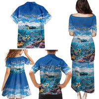 Personalised Palau Kayangel Atoll Family Matching Puletasi and Hawaiian Shirt Turtle With Coral Reef Under Water LT9 - Polynesian Pride