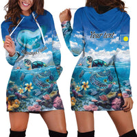 Personalised Palau Kayangel Atoll Hoodie Dress Turtle With Coral Reef Under Water LT9 - Polynesian Pride