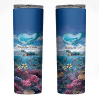 Personalised Palau Kayangel Atoll Skinny Tumbler Turtle With Coral Reef Under Water LT9 Blue - Polynesian Pride