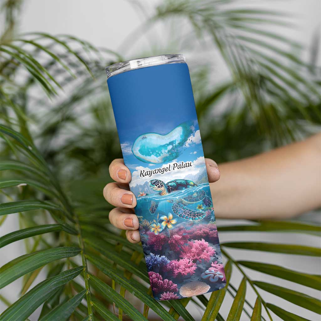 Personalised Palau Kayangel Atoll Skinny Tumbler Turtle With Coral Reef Under Water LT9 - Polynesian Pride