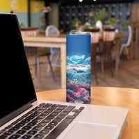 Personalised Palau Kayangel Atoll Skinny Tumbler Turtle With Coral Reef Under Water LT9 - Polynesian Pride