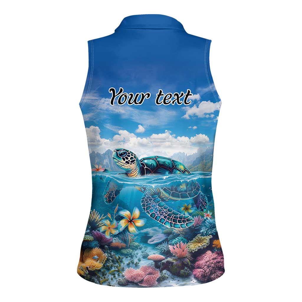 Personalised Palau Kayangel Atoll Women Sleeveless Polo Shirt Turtle With Coral Reef Under Water LT9 - Polynesian Pride
