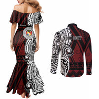 Personalised Tonga Constitution Day 1875 Couples Matching Mermaid Dress and Long Sleeve Button Shirt Polynesian Tribal Tattoo LT9 - Polynesian Pride