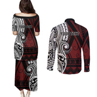 Personalised Tonga Constitution Day 1875 Couples Matching Puletasi and Long Sleeve Button Shirt Polynesian Tribal Tattoo LT9 - Polynesian Pride