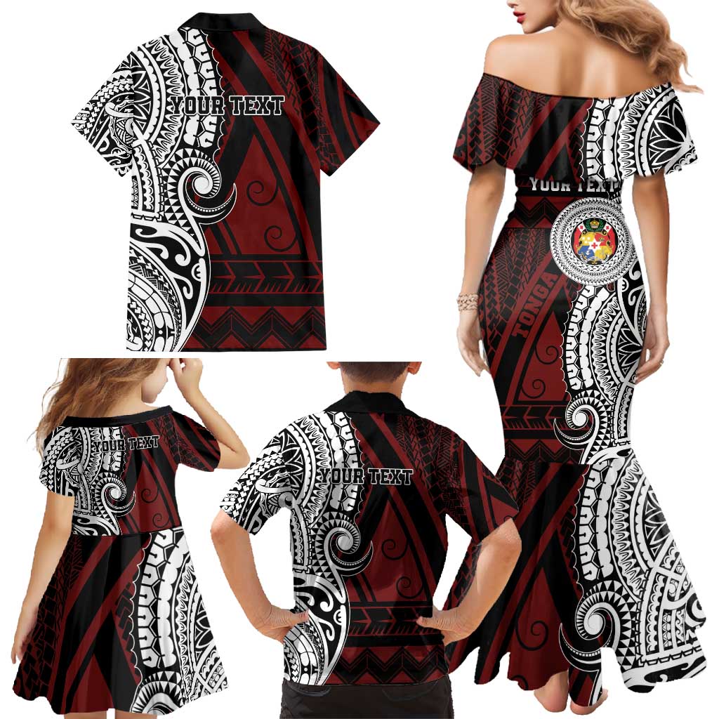 Personalised Tonga Constitution Day 1875 Family Matching Mermaid Dress and Hawaiian Shirt Polynesian Tribal Tattoo LT9 - Polynesian Pride