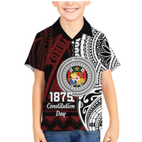 Personalised Tonga Constitution Day 1875 Family Matching Mermaid Dress and Hawaiian Shirt Polynesian Tribal Tattoo LT9 Son's Shirt Red - Polynesian Pride