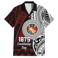 Personalised Tonga Constitution Day 1875 Family Matching Off Shoulder Maxi Dress and Hawaiian Shirt Polynesian Tribal Tattoo LT9 Dad's Shirt - Short Sleeve Red - Polynesian Pride