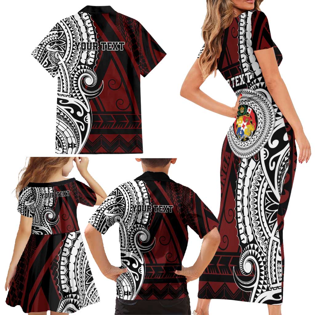 Personalised Tonga Constitution Day 1875 Family Matching Short Sleeve Bodycon Dress and Hawaiian Shirt Polynesian Tribal Tattoo LT9 - Polynesian Pride