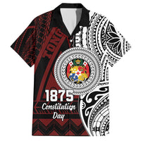 Personalised Tonga Constitution Day 1875 Family Matching Short Sleeve Bodycon Dress and Hawaiian Shirt Polynesian Tribal Tattoo LT9 Dad's Shirt - Short Sleeve Red - Polynesian Pride