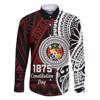 Personalised Tonga Constitution Day 1875 Family Matching Short Sleeve Bodycon Dress and Hawaiian Shirt Polynesian Tribal Tattoo LT9 Dad's Shirt - Long Sleeve Red - Polynesian Pride