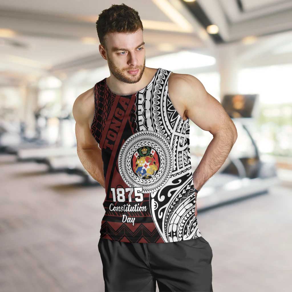 Personalised Tonga Constitution Day 1875 Men Tank Top Polynesian Tribal Tattoo LT9 Red - Polynesian Pride