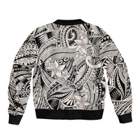 Polynesia Bomber Jacket Tribal Polynesian Spirit With Beige Pacific Flowers LT9 - Polynesian Pride