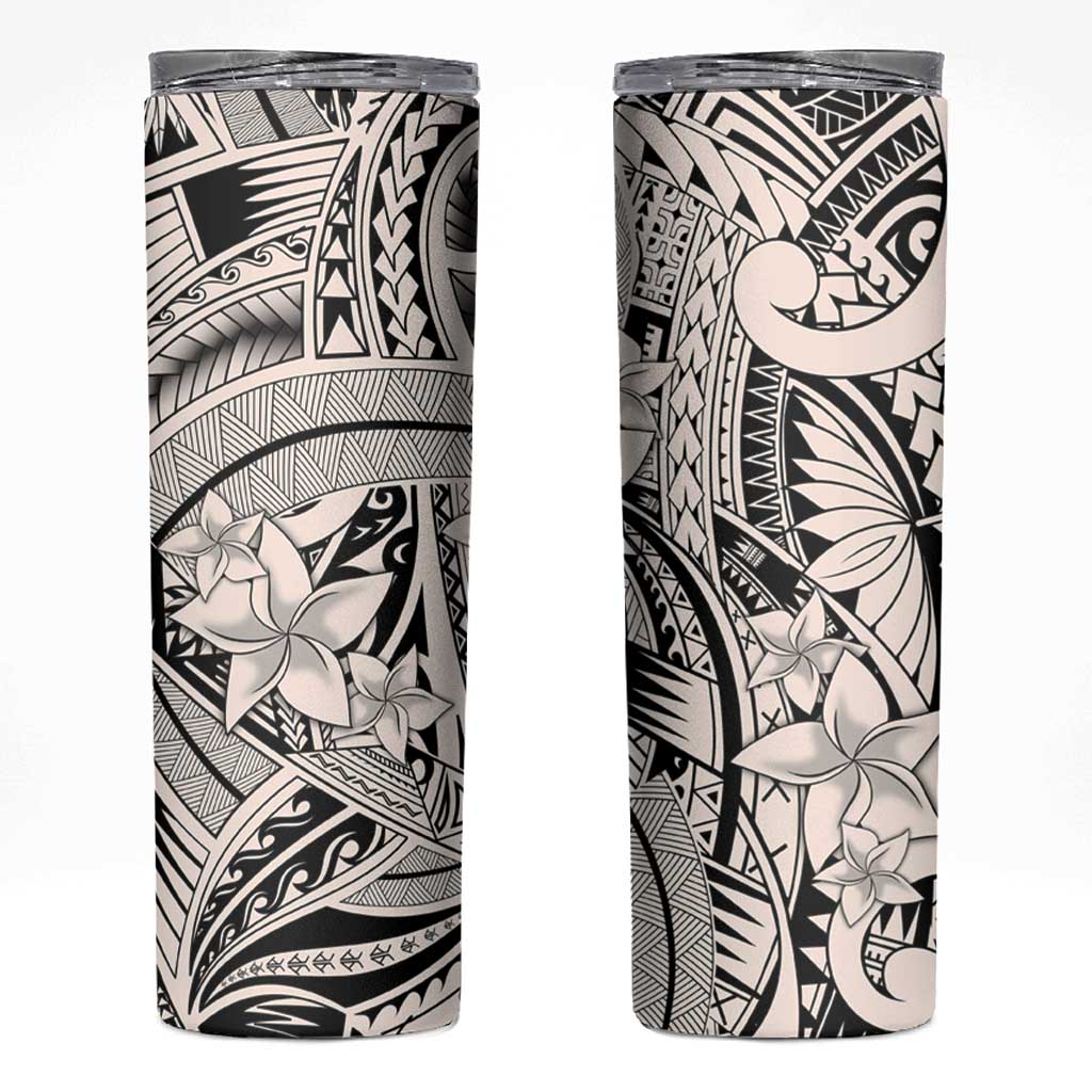 Beige Pacific Flowers Tribal Polynesian Spirit Skinny Tumbler LT9 Beige - Polynesian Pride