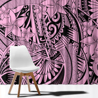 Polynesia Window Curtain Tribal Polynesian Spirit With Pink Pacific Flowers LT9 - Polynesian Pride