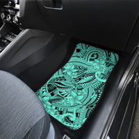 Polynesia Car Mats Tribal Polynesian Spirit With Teal Pacific Flowers LT9 - Polynesian Pride