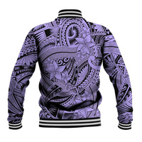 Polynesia Baseball Jacket Tribal Polynesian Spirit With Violet Pacific Flowers LT9 - Polynesian Pride