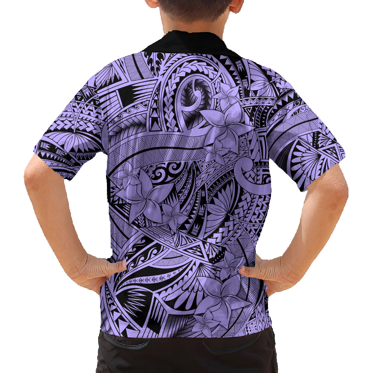 Polynesia Family Matching Long Sleeve Bodycon Dress and Hawaiian Shirt Tribal Polynesian Spirit With Violet Pacific Flowers LT9 - Polynesian Pride
