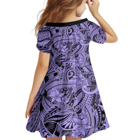 Polynesia Family Matching Off Shoulder Long Sleeve Dress and Hawaiian Shirt Tribal Polynesian Spirit With Violet Pacific Flowers LT9 - Polynesian Pride