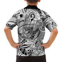 Polynesia Family Matching Puletasi Dress and Hawaiian Shirt Tribal Polynesian Spirit With White Pacific Flowers LT9 - Polynesian Pride
