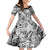 Polynesia Kid Short Sleeve Dress Tribal Polynesian Spirit With White Pacific Flowers LT9 KID White - Polynesian Pride