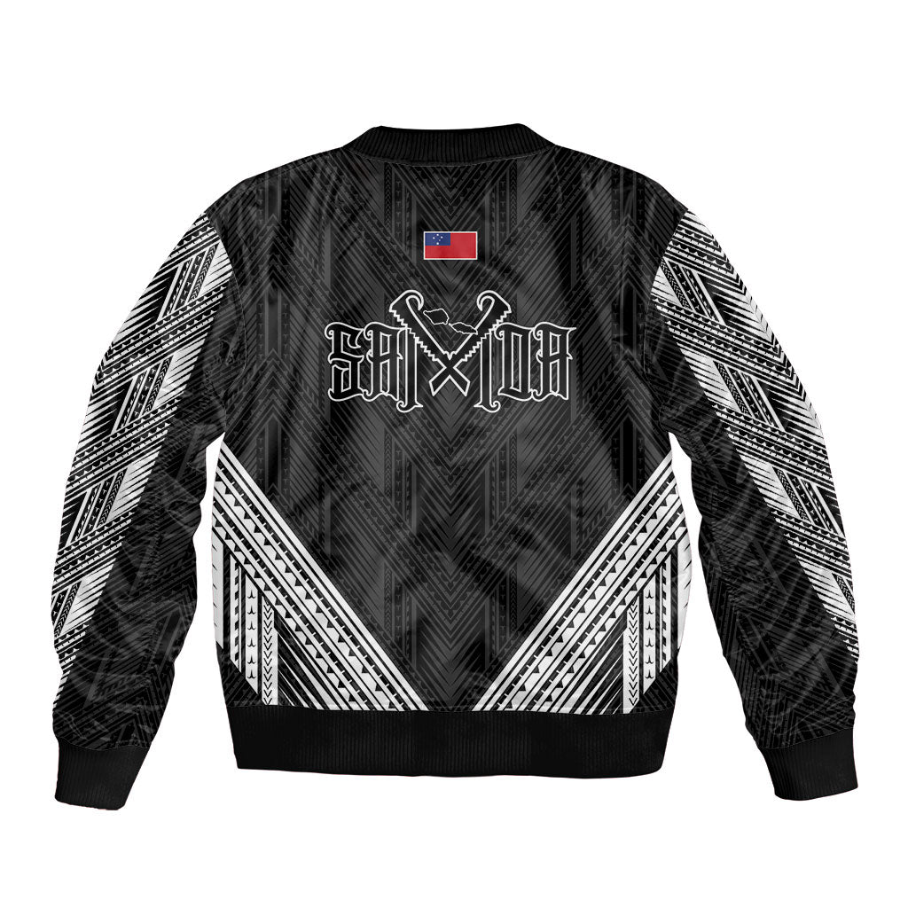 Black Samoa Tribal Chest Tattoo Bomber Jacket LT9 - Polynesian Pride