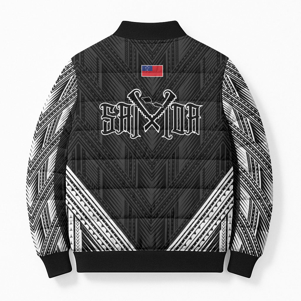 Black Samoa Tribal Chest Tattoo Bomber Puffer Jacket LT9 - Polynesian Pride