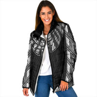 Black Samoa Tribal Chest Tattoo Padded Jacket LT9 Women Black - Polynesian Pride