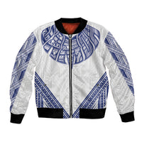 White Samoa Tribal Chest Tattoo Bomber Jacket LT9 Unisex White - Polynesian Pride