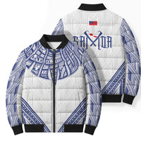 White Samoa Tribal Chest Tattoo Bomber Puffer Jacket LT9 - Polynesian Pride