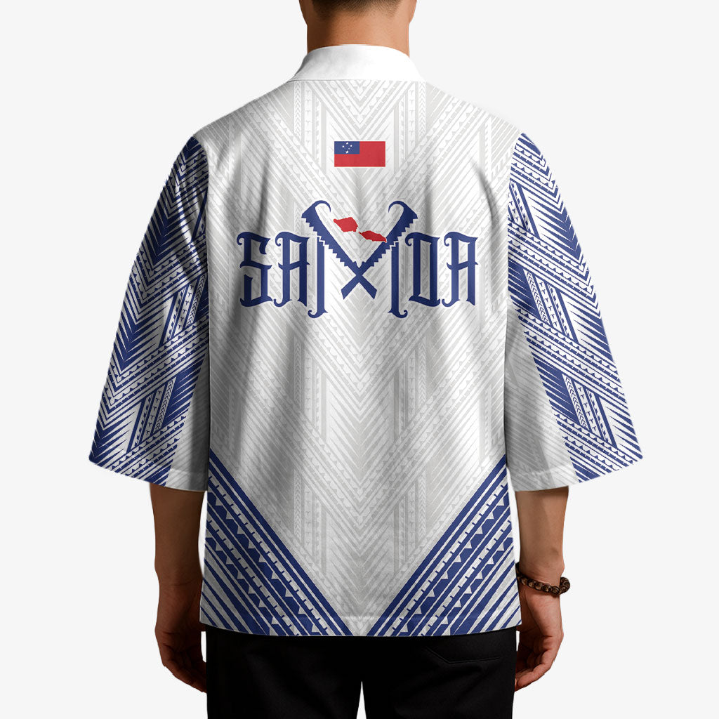 White Samoa Tribal Chest Tattoo Kimono LT9 - Polynesian Pride