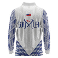 White Samoa Tribal Chest Tattoo Long Sleeve Polo Shirt LT9 - Polynesian Pride