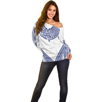 White Samoa Tribal Chest Tattoo Off Shoulder Sweater LT9 - Polynesian Pride