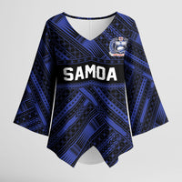 Toa Samoa 40th Anniversary Kimono Sleeve Blouse Royal Blue Tribal LT9 Female Blue - Polynesian Pride