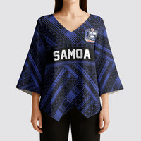 Toa Samoa 40th Anniversary Kimono Sleeve Blouse Royal Blue Tribal LT9 - Polynesian Pride