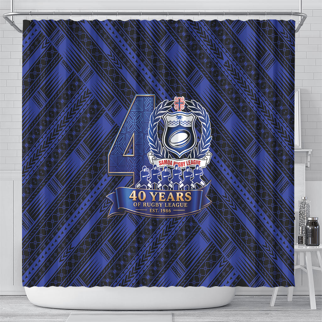 Toa Samoa 40th Anniversary Shower Curtain Royal Blue Tribal LT9 - Polynesian Pride